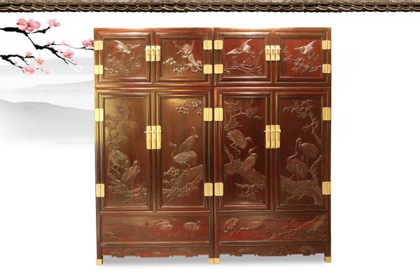 轩禾殿红木——《松鹤延年顶箱衣柜》 轩禾殿红木——《松鹤延年顶箱衣柜》